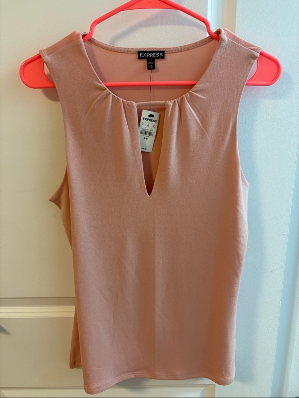 Express Blush Pink Sleeveless Keyhole Top